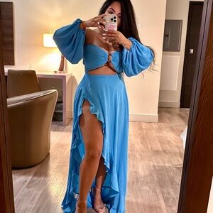 SHEIN Blue Off-Shoulder Maxi Dress